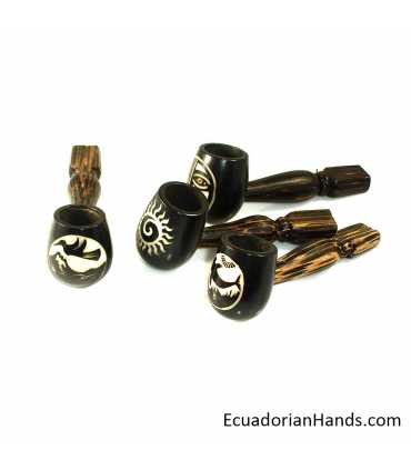 125 Handmade Smoking Pipes, Eco Ivory Tagua, Standard-black