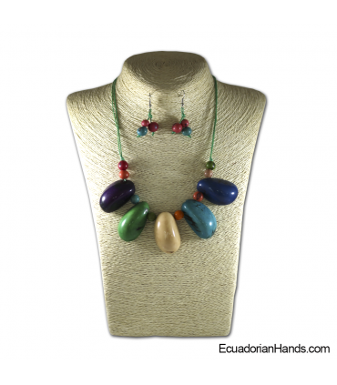 Beaded Jewelry Necklaces and Earrings - Handmade Eco Ivory Tagua (JC001-M02)
