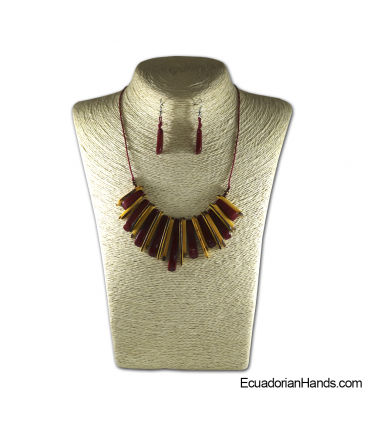 Conjunto de Collar y Aretes | Venta al por mayor de Bisutería de Tagua hecha a mano - JC001-M05