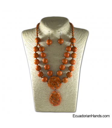 Set Necklace & Earrings | Wholesale Tagua Jewelry Handmade EcoIvory - JC003-M01
