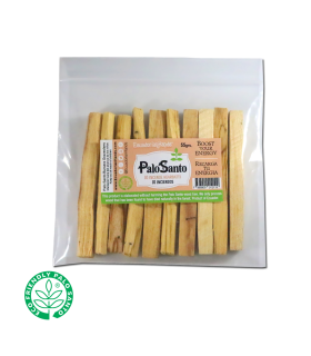 10 tablitas palosanto, ziploc 15x15cm, con etiqueta