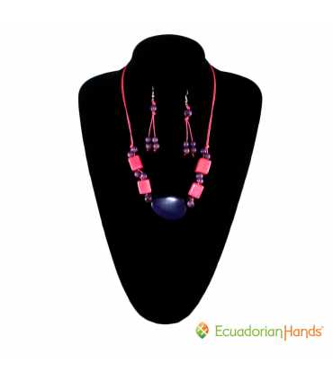 Conjunto Collar y Aretes (SURTIDOS) Venta al por mayor de Bisutería de Tagua hecha a mano - JC001