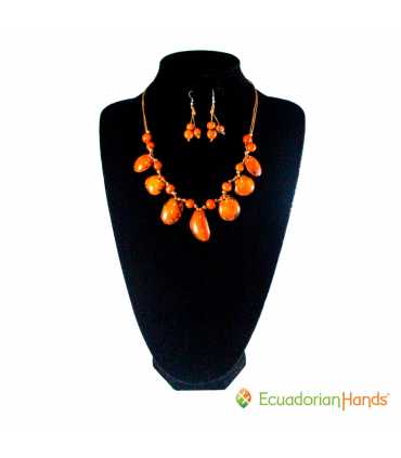 Conjunto Collar y Aretes (SURTIDOS) Venta al por mayor de Bisutería de Tagua hecha a mano - JC001