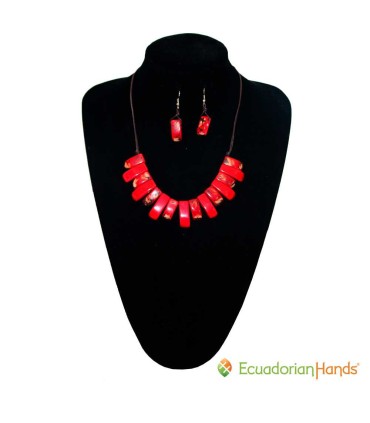 Conjunto Collar y Aretes - Bisutería de Tagua | EcuadorianHands