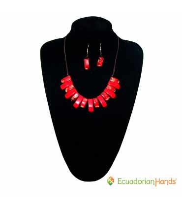 Conjunto Collar y Aretes (SURTIDOS) Venta al por mayor de Bisutería de Tagua hecha a mano - JC001