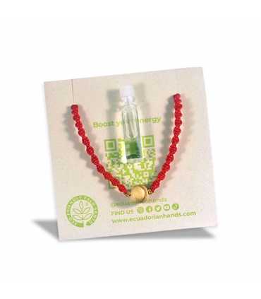Good vibes Red Bracelet Palo Santo sacred bead + 1ml Pure Essential Oil | Sustainable Palo Santo