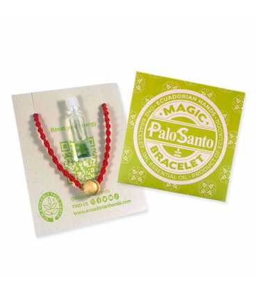 Good vibes Red Bracelet Palo Santo sacred bead + 1ml Pure Essential Oil | Sustainable Palo Santo