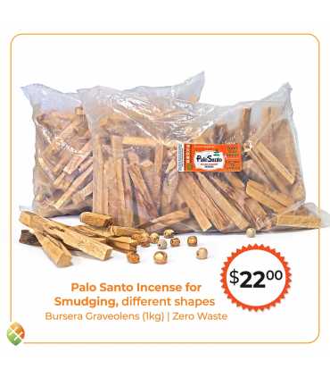 Palo Santo Incense for smudging, different shapes. Bursera Graveolens (1kg) | Zero Waste
