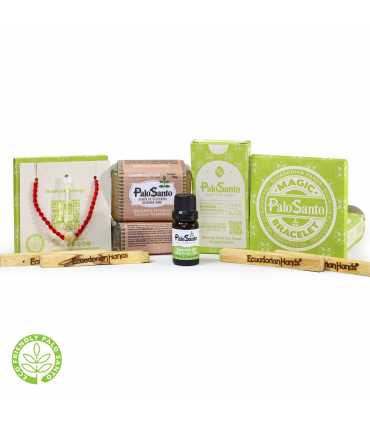 ENVIO GRATIS Paquete de Palo Santo Aromaterapia: Aceite, Jabon, inciensos, pulsera magica. (z3)