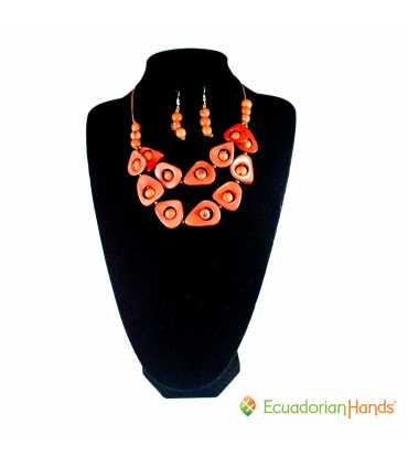 ENVIO GRATIS Conjunto Collar y Aretes (SURTIDOS) Venta al por mayor de Bisutería de Tagua hecha a mano - JC002