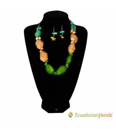 ENVIO GRATIS Conjunto Collar y Aretes (SURTIDOS) Venta al por mayor de Bisutería de Tagua hecha a mano - JC003