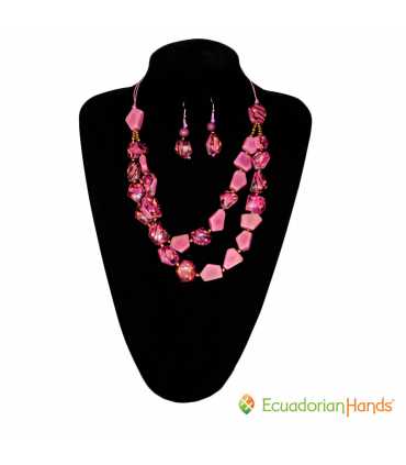 ENVIO GRATIS Conjunto Collar y Aretes (SURTIDOS) Venta al por mayor de Bisutería de Tagua hecha a mano - JC003