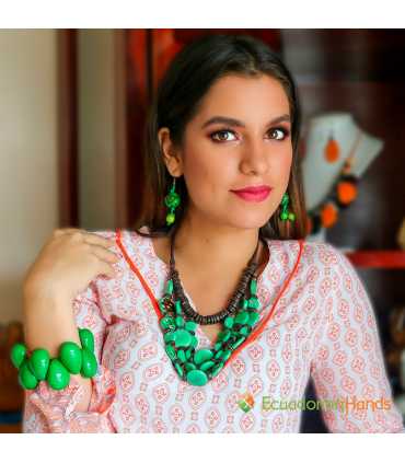 ENVIO GRATIS Conjunto Collar y Aretes (SURTIDOS) Venta al por mayor de Bisutería de Tagua hecha a mano - JC003