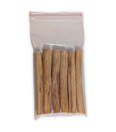 6 tablitas palosanto, ziploc 15x15cm, con etiqueta