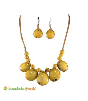 Conjunto Collar y Aretes - Bisutería de Tagua | EcuadorianHands