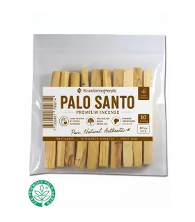 10 incense sticks palo santo, ziploc 15x15cm, w/label
