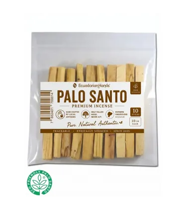 10 incense sticks palo santo, ziploc 15x15cm, w/label